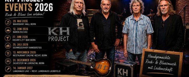 Events 2026, Sylvester, Lorenzini, Lorenzini Bern, Bindella, Quick, Quick Bar, Hecht, Video, Audio, Kandersteg, Schweizerhof, Schweizerhof Kandersteg, Hasim's, Members, Musiker, KH Project, Rock & Blues, Küre Hauser, Schlagzeuger, Schlagzeug, Rock und Blues, heimische Musikszene, Band, Bern, Bühne, handgemachte Musik, Berner Rockmusik, Lindbergh, Ocean, No Problem, Roots 66 feat. Polo Hofer, Konzert, Jack Minnig, Gitarre, HUBER MINNIG, BMG Ariola, Country, R&R Oldies, Kuno Lauener, Büne Huber, Endo Anaconda, Schmidi Schmidhauser, René Eberhard, Bass, Grooves, E-Bass, Rolf LL Lüthi, Matthias Heimlicher, Vlada, Philipp Fankhauser, Rockustics, Tutti Matti, Magna Carta, Andy Maurer, Hanery Amman. Professor Miquel Rubio, Konservatorium Bern, AM Gitarren & Bass Schule, Tres Pesetas, Acoustic Latin Gitarren Trio, Van Dox, Rock Cover Band Copperhead, Folk Rock Miraval Bamboo Faya, Reggea um Peppe Claudio (the Wailers) Bonnie & the Groove Cats, Plüsch, Andreas Vollenweider, Mich Gerber, Bellamy Brothers, Kenny Moore (Tina Turner), Sandee, Andy Pupato, Junior Marvin, Bob Marley, Referenze, Kontakt, Galerie, Audio & Video, Events, Video/Audio, Logos & Bandfotos, Stageplan, Can’t Go Home No More – Walter Liniger, Hundred Miles, Endless Me, Lost You In The Canyon – M. Cohn, Cant Find My Way Home – S. Winwood, Lay Down Sally – E. Clapton, Setting Me Up – M. Knopfler, This In Your World – C. Russel