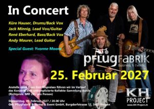PflugFabrik Business & Event GmbH, Members, Musiker, KH Project, Rock & Blues, Schlagzeuger, Schlagzeug, Rock und Blues, heimische Musikszene, Band, Bern, Bühne, handgemachte Musik, Berner Rockmusik, Yvonne Moore, Küre Hause, Jack Minnig, Andy Maurer, René Eberhard, Yvonne Moore, Bundesplatz, Live, Live-Gig, PflugFabrik